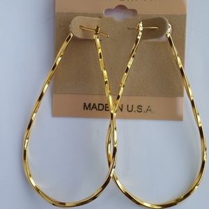 14K Yellow GF Hollow twisted Tube Hoop